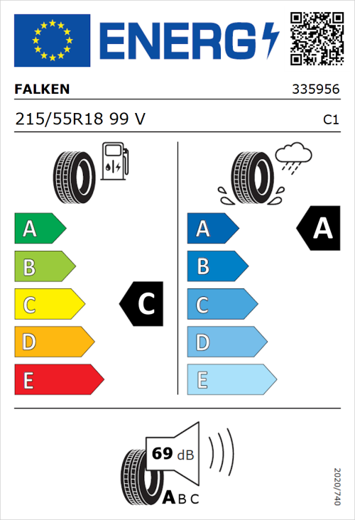 Tyre Label for Falken Ziex ZE310 SUV 215/55R18 99V